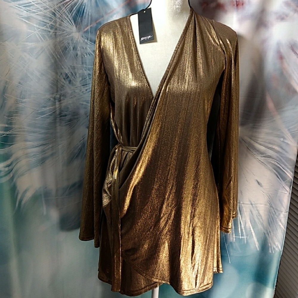 Nasty Gal Wrap Shimmer Dress - Picture 2 of 9